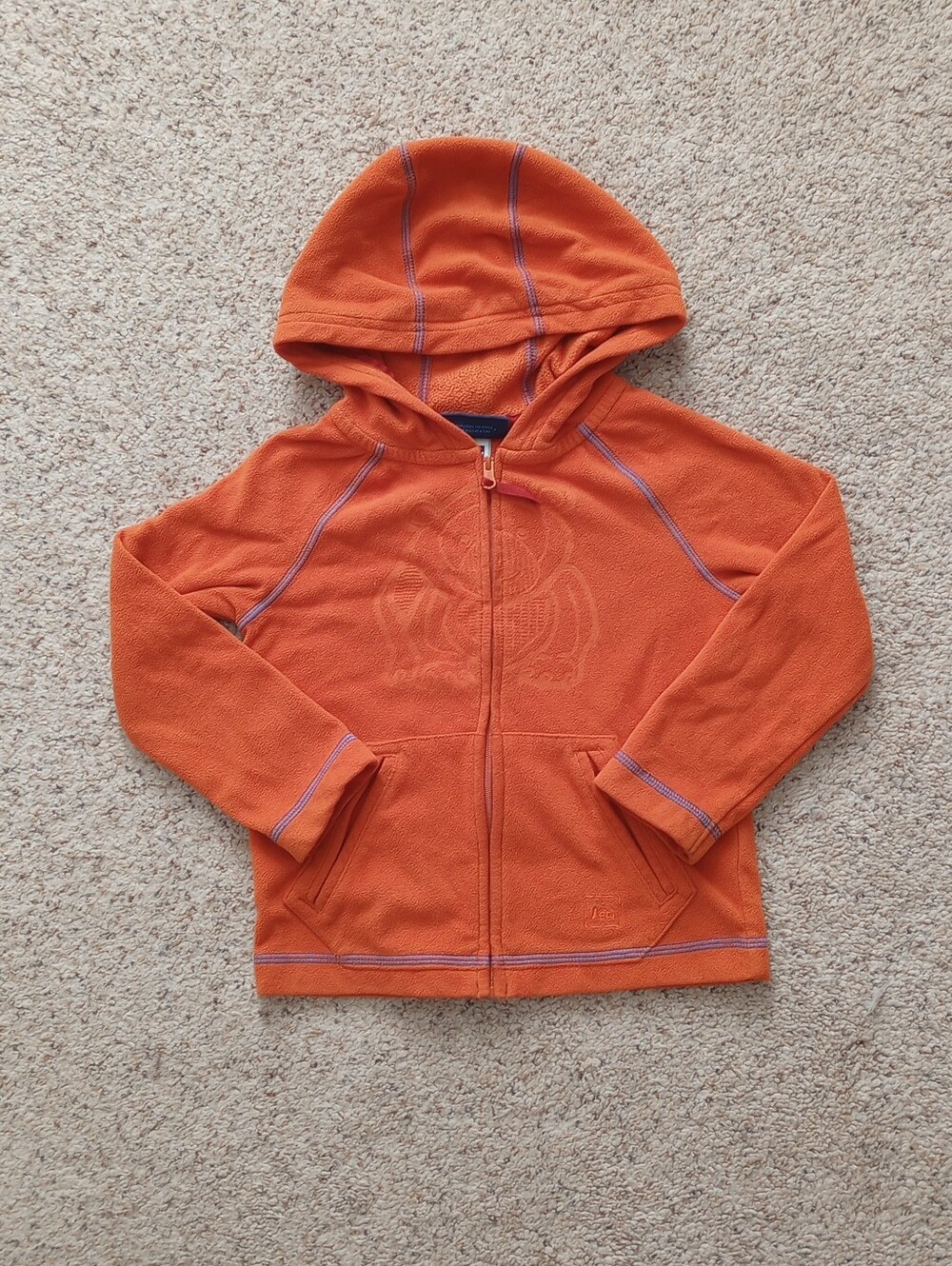 REI Orange Fleece Zip Up Hoodie Toddlers Size 3T Outdoors Hiking Play Explore